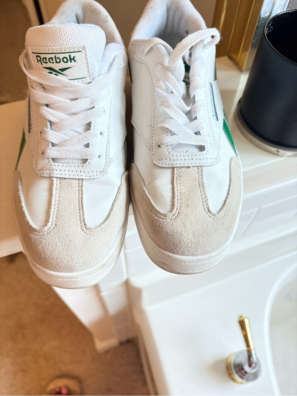 Reebok White Sneakers with Green Accent